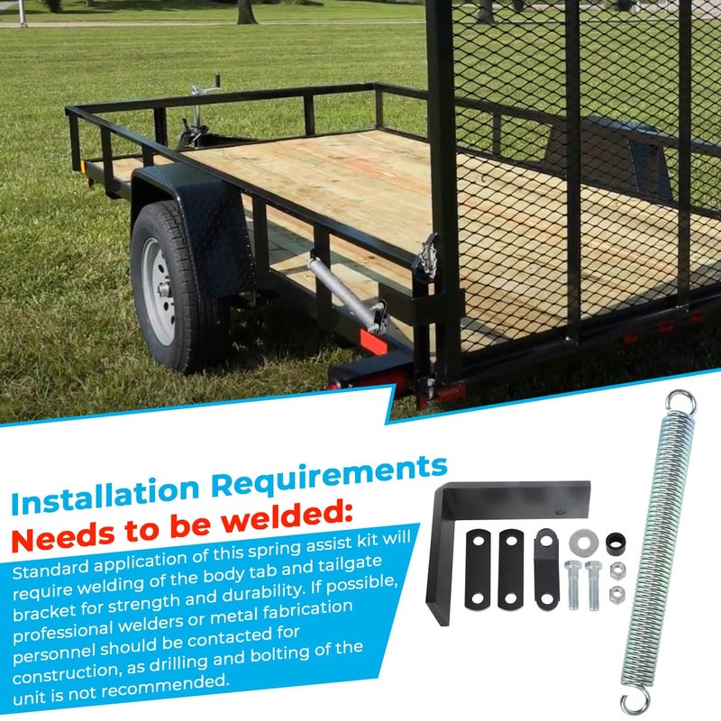 MOTOQUEEN Left Side Trailer Tail Gate Spring Lift Assist Kit - Heavy-Duty Universal Fit for Most Utility Trailers - Lift Support with Bracket and Hardware (Left-Hand Mount) - Image 4
